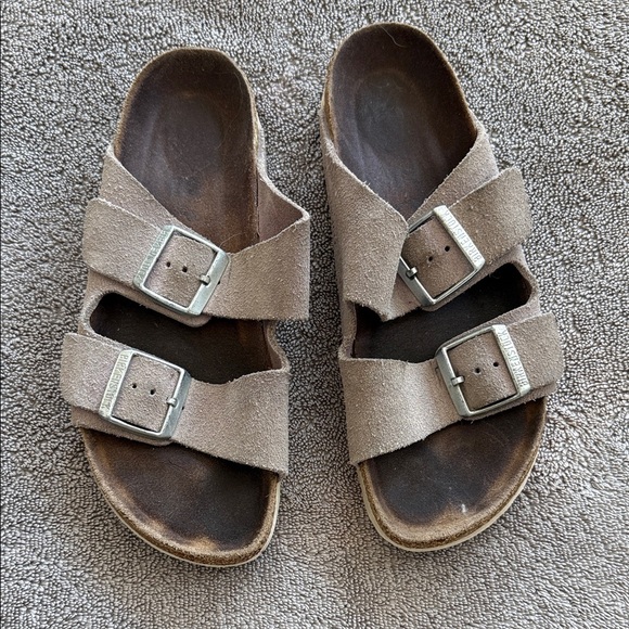 Birkenstock Shoes - Birkenstock lavender Suede Sandals with Silver Buckles